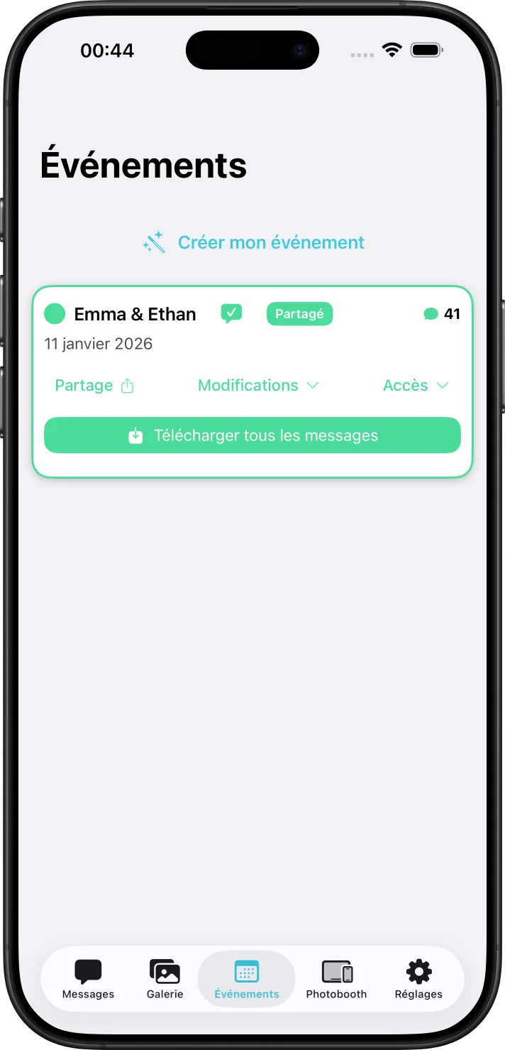 Capture d'écran Oneyear - Vue principale